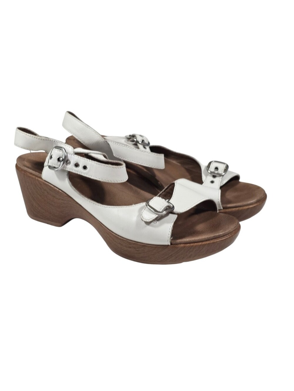 Dansko Julie White Leather Clog Sandals sz 40 (9.5)